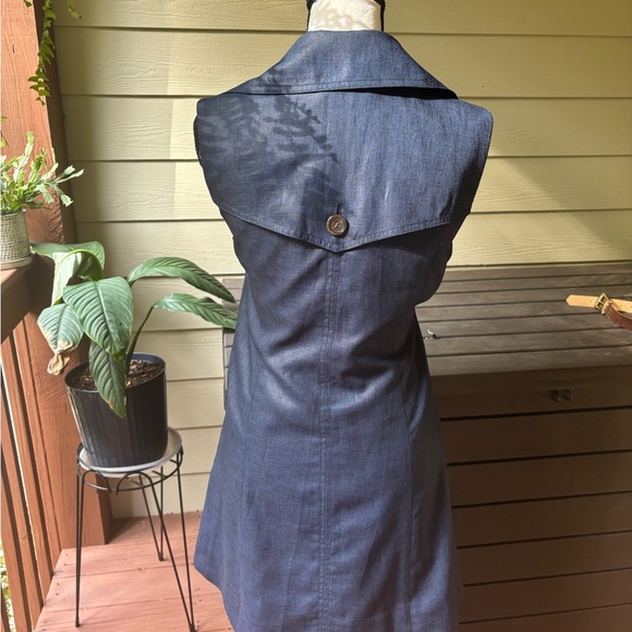Navy Sleeveless Trench Dress | Japanese brand ViS | Size M Preppy Utilitarian - Picture 11 of 12